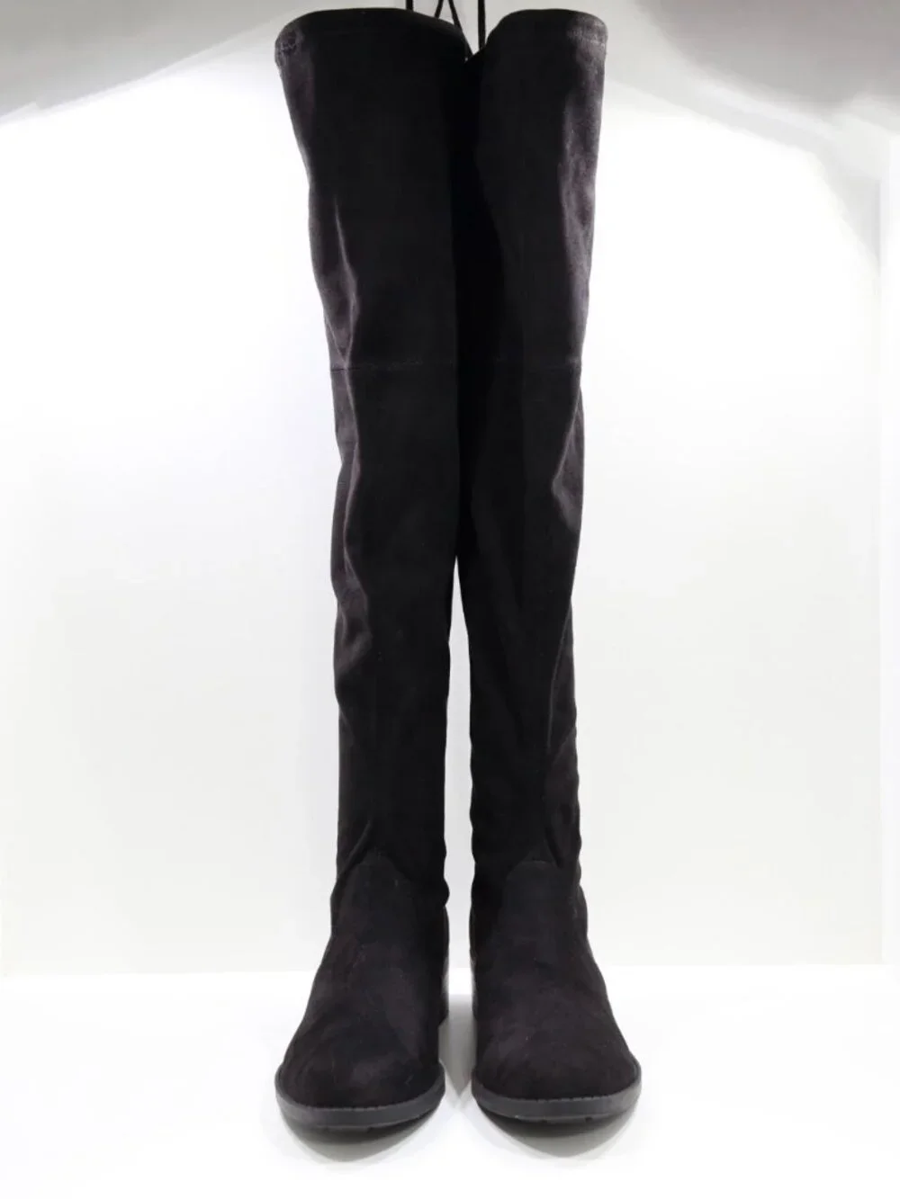 Unisa Unmaury Black Suede Flat Over The Knee Sock Boots - 7.5